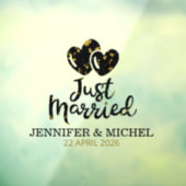 Just Married Wedding Car Window Cling with Hearts ウィンドウサイン (シート3)