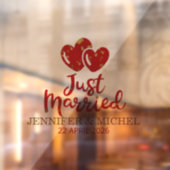 Just Married Wedding Car Window Cling with Hearts ウィンドウサイン (シート2)