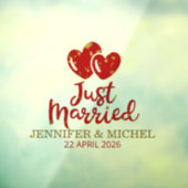 Just Married Wedding Car Window Cling with Hearts ウィンドウサイン (シート3)