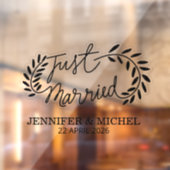 Just Married Wedding Car Window Cling with Hearts ウィンドウサイン (シート2)