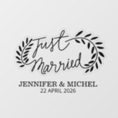 Just Married Wedding Car Window Cling with Hearts ウィンドウサイン (シート)