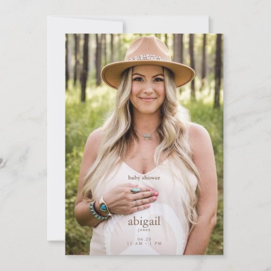 Just Me and My Little シンプル One Photo Neutral Inv 招待状 (正面)