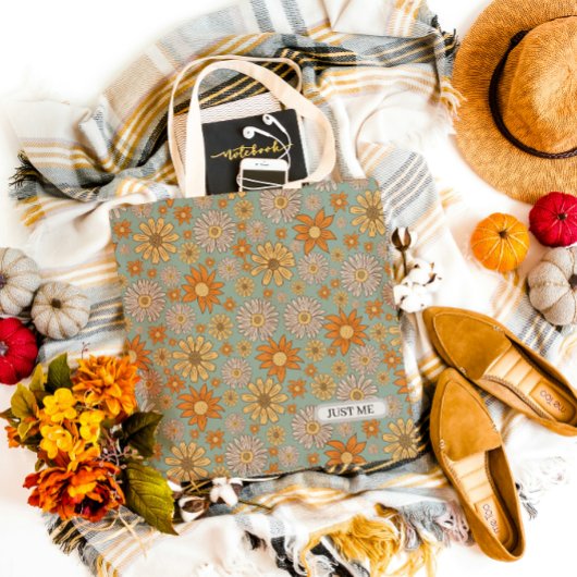 Just Me Floral Blue Aesthetic Tote Bag トートバッグ