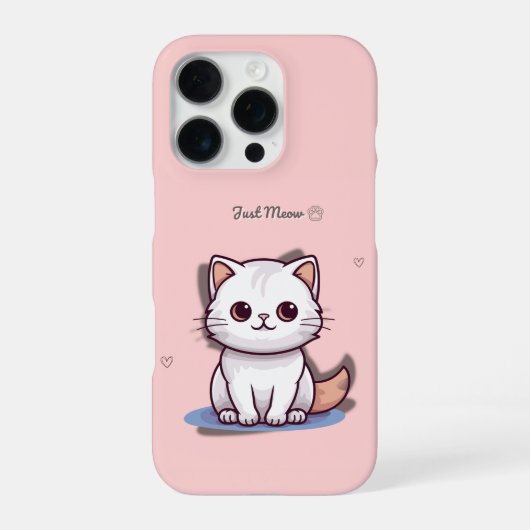 Just Meow Cute White Kitten Phone Case | Pink iPhoneケース (裏面)