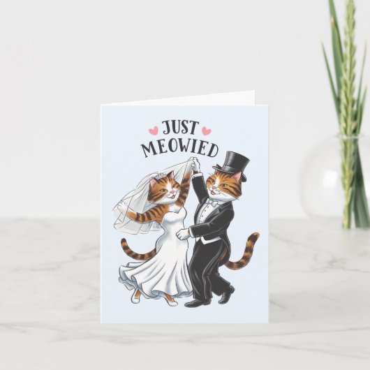 Just Meowied 結婚した Colols Cat おもしろい結婚's カード (正面)