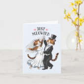 Just Meowied 結婚した Colols Cat おもしろい結婚's カード (黄色い花)