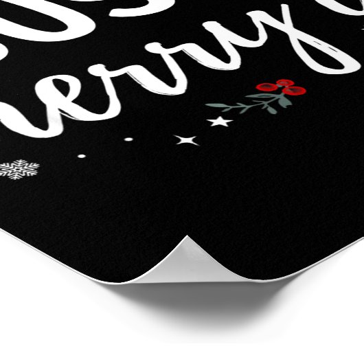 Just Merry'd Matching Christmas Wedding Party Marr ポスター (角)