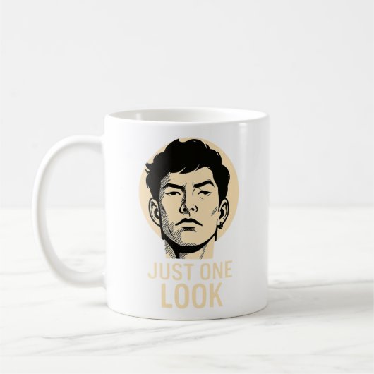 Just One Look – ミニマルな声明マグ コーヒーマグカップ (左)