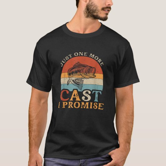 Just One More Cast I Promiseヴィンテージおもしろい魚釣り Tシャツ (正面)