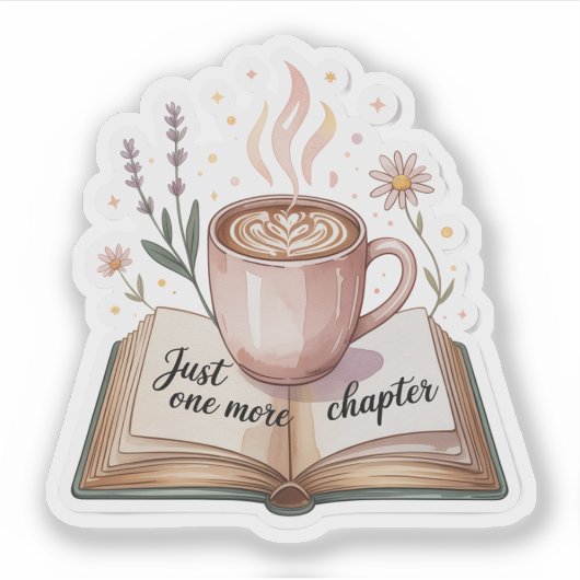 Just One More Chapter – Cozy Coffee & Book Lover S シール (正面)