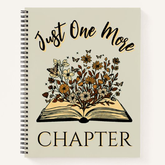 Just One More Chapter - Floral Book Lover -Bookish ノートブック (正面)