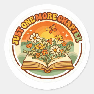 Just One More Chapter Sticker - Retro Groovy Book  ラウンドシール