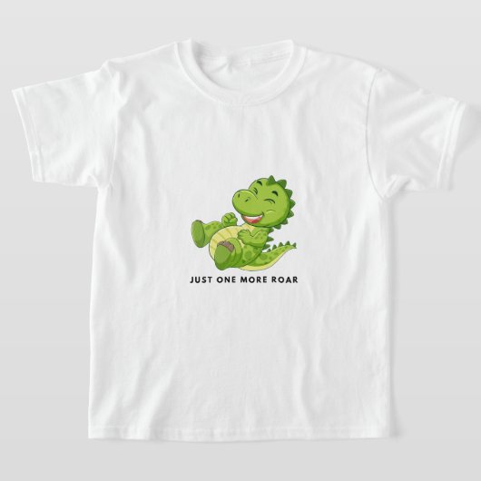 Just One More Roar Funny Dinosaur Kids T-Shirt Tシャツ (レイダウン)