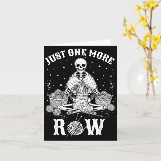 Just One More Row Crochet Skeleton Crocheting Knit カード (黄色い花)