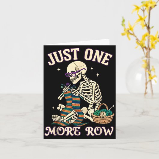 Just One More Row Crochet Skeleton Crocheting Knit カード (黄色い花)