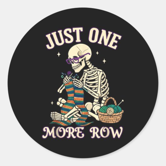 Just One More Row Crochet Skeleton Crocheting Knit ラウンドシール (正面)
