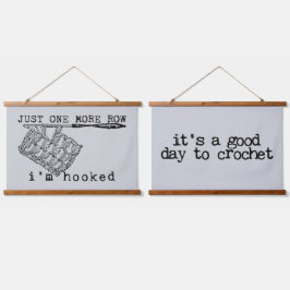 Just One More Row I'm Hooked Crochet Hook and Yarn 吊り下げ型タペストリー