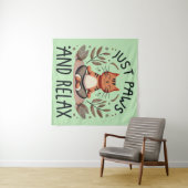 Just Paws and リラックス Yoga Cat タペストリー (インサイチュ(横))