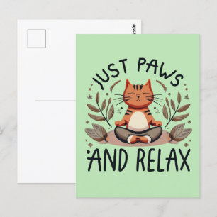 Just Paws and リラックス Yoga Cat ポストカード