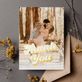 Just Peachy 結婚's Thank金ゴールド 箔グリーティングカード