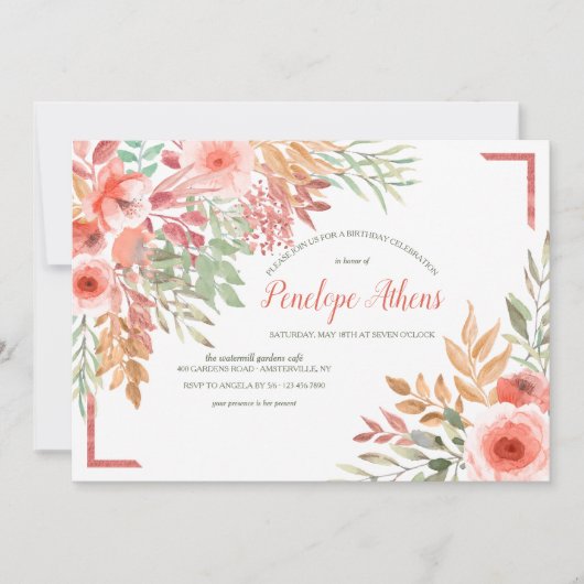 Just Peachy Birthday Partyの招待 招待状 (正面)