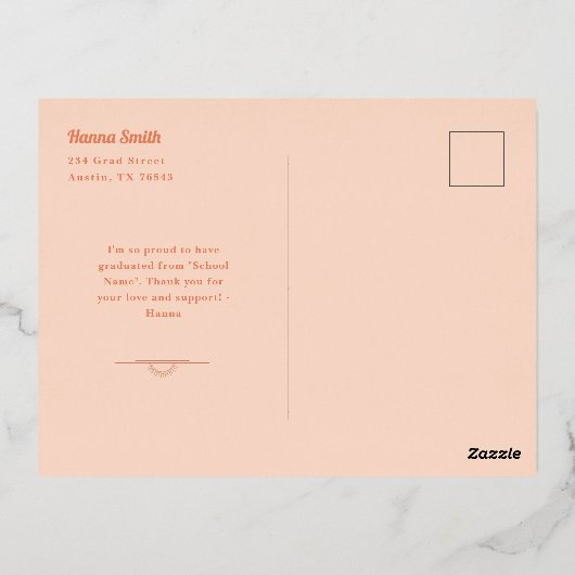 Just Peachy Graduationありがとうはがき 箔シーズンポストカード (裏面)