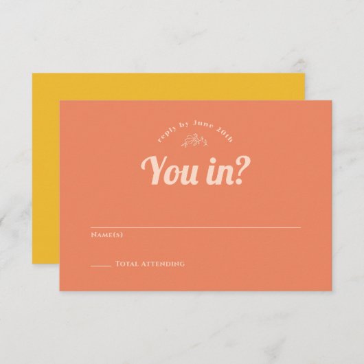 Just Peachy Wedding RSVPカード (正面/裏面)