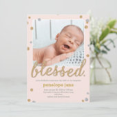 Just Photo  Birth Announcement Pink（写真の誕生の告知のみ） サンキューカード (スタンド正面)