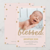 Just Photo  Birth Announcement Pink（写真の誕生の告知のみ） サンキューカード (正面/裏面)
