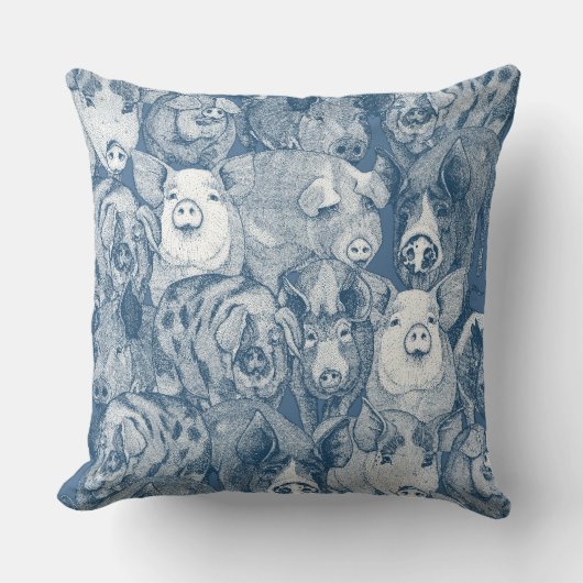 just pigs cobalt blue クッション (正面)