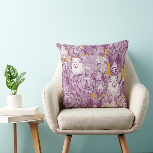 just pigs purple yellow クッション (椅子)