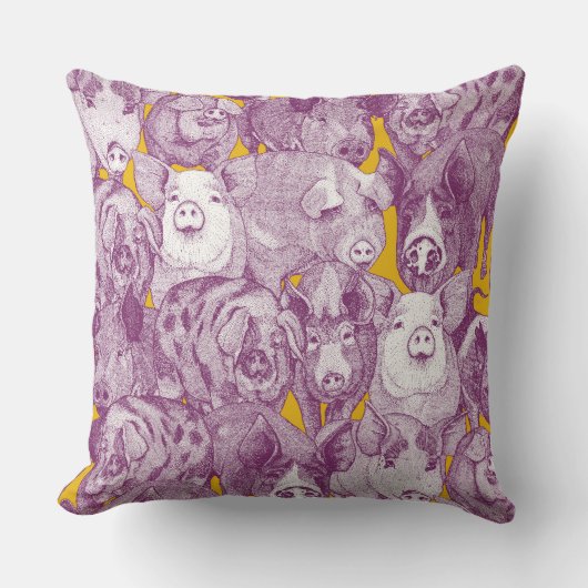 just pigs purple yellow クッション (正面)