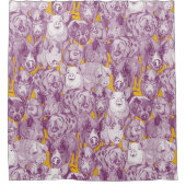 just pigs purple yellow シャワーカーテン (正面)