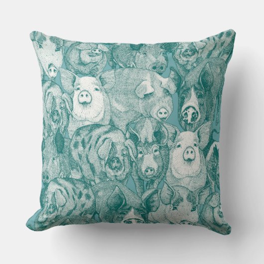 just pigs viridian turquoise クッション (正面)