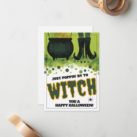 Just Poppin By Witch Halloween ノートカード (正面/裏面インサイチュ)
