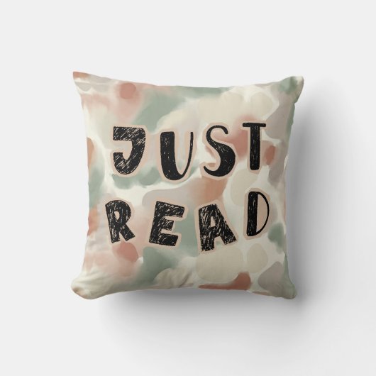 Just Read-Abstract Watercolor Book Pillow クッション (正面)