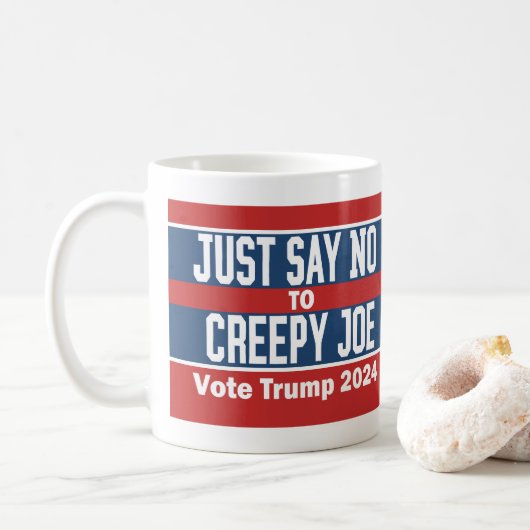 Just Say No to Creepy Joe Pro Donald Trump 2024 コーヒーマグカップ (ドーナツ)