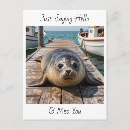 Just Saying Hi | Keeping in Touch Cute Seal ポストカード