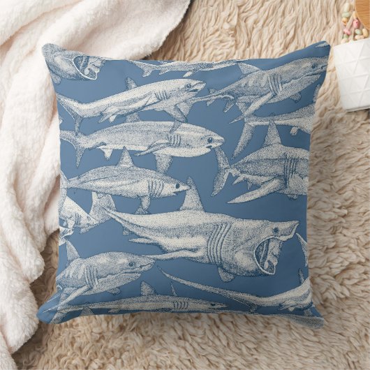 just sharks cobalt denim クッション (ブランケット)