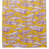 just sharks purple yellow シャワーカーテン (正面)