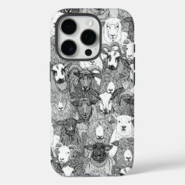 just sheep black white iPhone 16 proケース