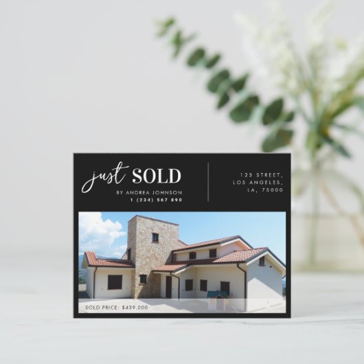 Just Sold 実在 Estate Property不動産仲介業者マーケティング ポストカード (スタンド正面)