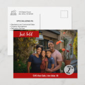 Just Sold Neighborhood 実在 Estateマーケティング ポストカード (正面/裏面)