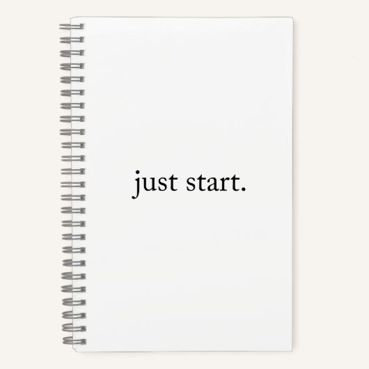 Just Start Inspirational Quote Spiral Notebook ノートブック (正面)