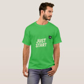 "JUST START" Motivational T-Shirt – Bold Front Tex Tシャツ (正面フル)
