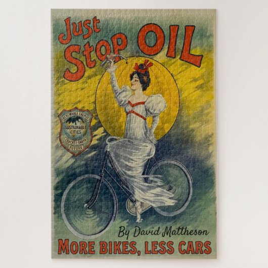 Just Stop Oil Mug More Bikes Less Cars Activist ジグソーパズル (縦)