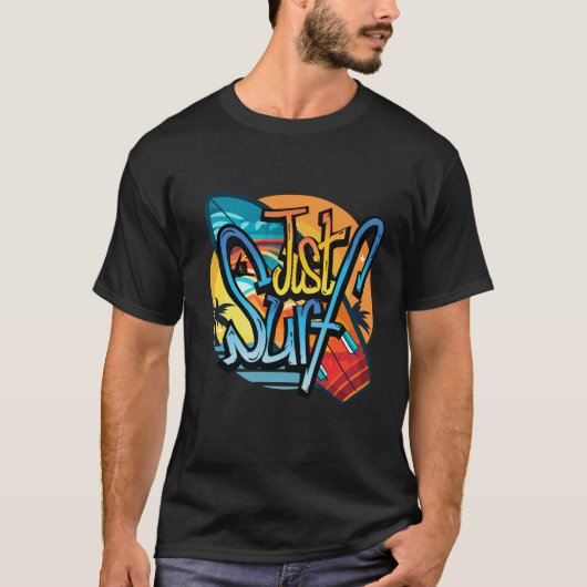Just Surf Retro Summer – Vintage Surfboard Tシャツ (正面)