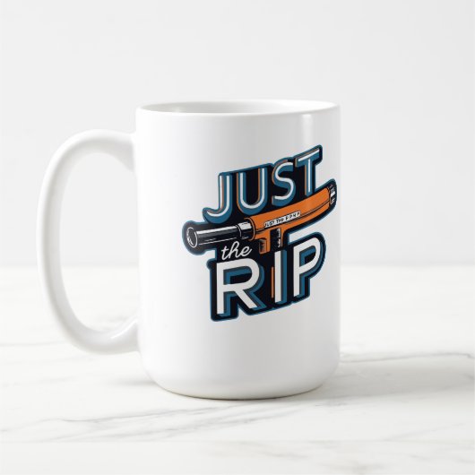 Just the Rip -ヴィンテージスタイル溶接ユーモアデザイン コーヒーマグカップ (左)