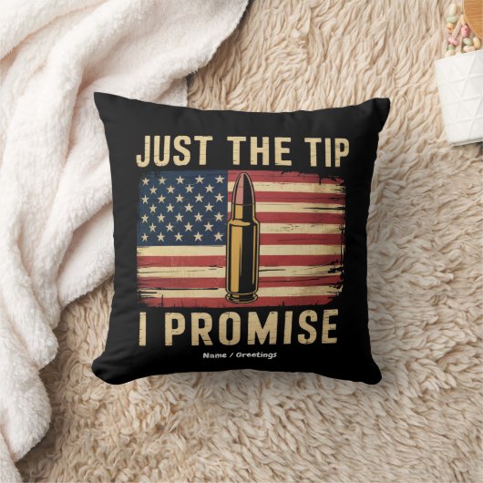 Just The Tip I Promise ジョーク ガンオーナー アメリカ国旗 クッション (ブランケット)