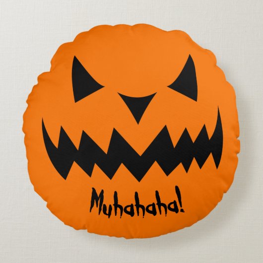 Just Tricks Evil smiling Pumpkinハロウィン ラウンドクッション (正面)